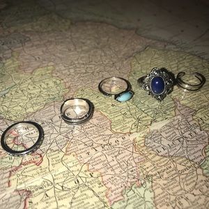 Bundle of silver bohemian rings
